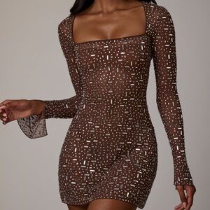 Brown jeweled dress